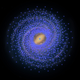 The distribution of young stars, called Cepheids, is shown in blue. Aside for a small clump at the galactic center, the central 8,000 light years features very few Cepheids. (Image: University of Tokyo)